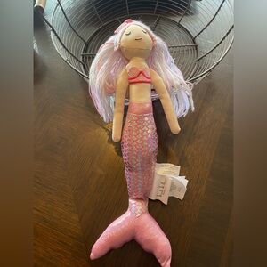 Nichole Miller Home Kids Pink Mermaid Doll with Shimmering Tail